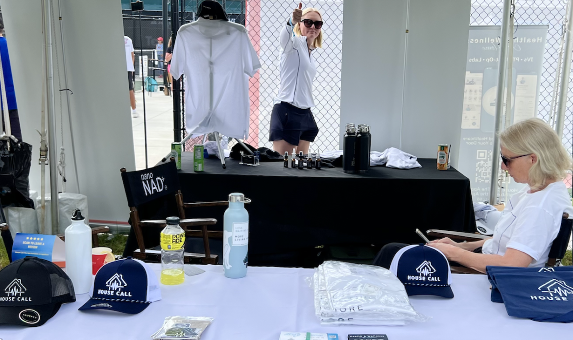 House Call The App Team at their booth at the Pickleball APP AARP Open in Fort Lauderdale, Florida